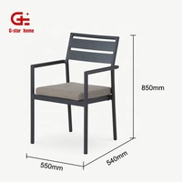 Chaise de jardin en aluminium, chaise d'extérieur en métal avec accoudoirs, chaise de patio pour bronzer, style antique pour jardin, cour, pelouse