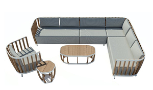 Mobilier d'extérieur artisanal toutes saisons étanche en bois de teck de luxe et canne mobilier d'extérieur canapé ensemble - Product Image 5