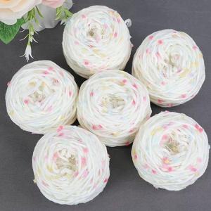 ไหมพรมทำมือสีรุ้ง ผสมไหมโมแฮร์ แคชเมียร์ ย้อมสีลายลูกปัดปิงปอง สำหรับถักผ้าพันคอ - Product Image 2