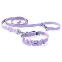 DIY Individuelles Haustier-Halsband mit Flauschigem 3D-Silikon-Buchstaben-Namensanhänger, PVC-Halsband mit Herz-Blumen-Design, Leinenset für Hund und Katze