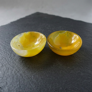 Natural Yellow Calcedony Stone Carved Bowl 3 Inch Elegant Decorative Accent AGATE Gemstone <b>Crystal</b> Semi-Precious Stone Crafts - Product Image 1