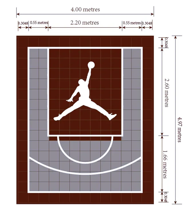 أرضيات رياضية قياسية 20×20 قدم أرضيات ملاعب رياضية بلاط ملعب كرة سلة