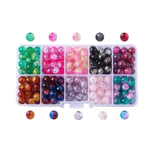 8mm Multi Color Acrylic Crack Beads Box Set For Bracelet Necklace Jewelry Making