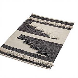 Bohemian Striped Flat <b>Weave</b> Rug Organic Cotton Rectangle Living Room Area Rug With Fringe Washable Home Decor - Product Image 1