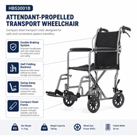 Kursi Transportasi Manual dengan Rem Ganda, Rangka Baja, dan Dudukan 48cm