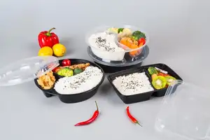 S1031 Disposable Rectangle 3 Compartment Plastic Container