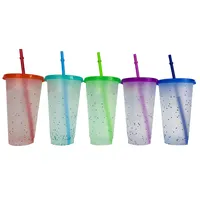 Amazon Hot Verkoper Herbruikbare Zomer Koud Water Kleur Veranderende Confetti Cup Met Stro Voor Party Accepteren Custom