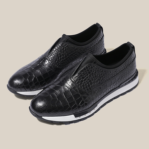 Chaussures décontractées pour hommes de conception italienne de luxe, respirantes, en cuir de vache véritable, baskets habillées - Product Image 1
