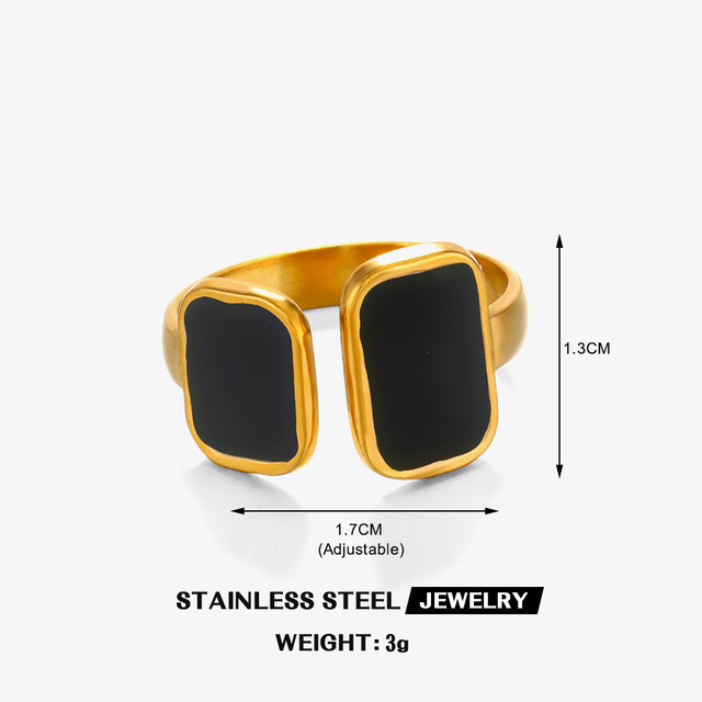 Certified Geometric Stainless Steel Pvd Plating Hypoallergenic Waterproof Vintage Square Opening Rings Manufacturer