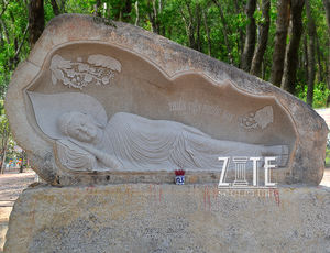 手彫り白い大きな大理石の御影石眠っている仏像彫刻 - Product Image 2