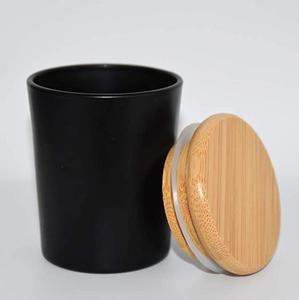 Bocaux à bougies en verre noir givré parfumé de 10 oz, vides, avec couvercle en bois ou en métal - Product Image 3