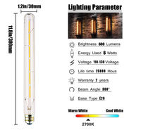 Tubulaire Vintage T30 4W LED Edison Ampoules Dimmable LED Filament Ampoule Industrielle Lampe Décorative 110V/220V CE PSE ROHS