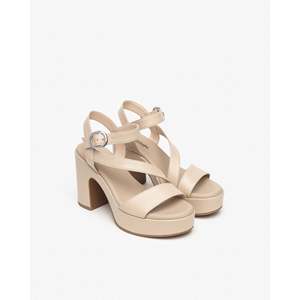 Sandalo con Tacco da Donna Nero Giardini E410400D Beige con Plateau e Cinturino alla Caviglia - Product Image 2
