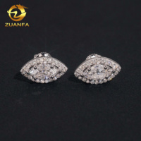 Boucles d'oreilles Hip Hop en Moissanite Taille Marquise, Testées au Diamant, à Visser, en Argent 925, Stock USA