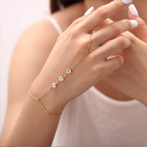 Perle créative Satellite chaîne minimaliste or perlé doigt <span class=keywords><strong>Bracelet</strong></span> pour les femmes connexion main bijoux <span class=keywords><strong>meilleur</strong></span> ami cadeaux nouveau - Product Image 3
