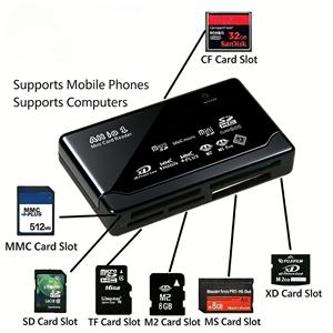 Adaptateur USB 2.0 6-en-1 en gros, lecteur <span class=keywords><strong>de</strong></span> carte haute vitesse pour <span class=keywords><strong>cartes</strong></span> mémoire externes USB Mini SDHC M2 MMC XD CF tout-en-un - Product Image 1