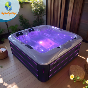 Bain à remous carré personnalisable pour villa, jardin, hôtel, 2,05 m, 4 personnes, baignoire à remous, spa, jacuzzi - Product Image 1