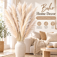 Herbe de la Pampa Naturelle Séchée en Gros, Grande Taille 120cm, Bouquet de Fleurs Flottantes pour Mariage, Événement, Décoration d'Intérieur, Décoration de Vase