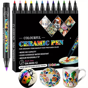 Marcadores Acrílicos a Base de Agua KHY, 12 Colores, Juego de Marcadores <span class=keywords><strong>para</strong></span> Cerámica, <span class=keywords><strong>Rotulador</strong></span> <span class=keywords><strong>para</strong></span> <span class=keywords><strong>Porcelana</strong></span>, Venta al por Mayor - Product Image 1