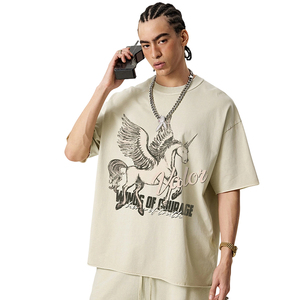 Camiseta Oversize de Corte Cuadrado con Borde Enrollado, Gráfico de Pegaso, Bordado Personalizado - Product Image 2