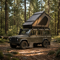 Tente de toit rigide XL moderne pour 4 personnes, type extensible, avec ouverture latérale, en nylon, design imperméable pour une utilisation en extérieur en toutes saisons