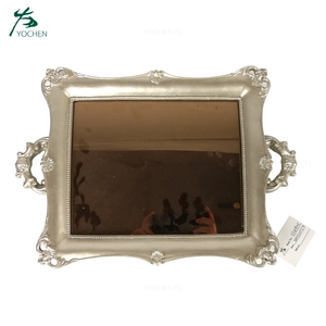 Articles ménagers table décoration royal couleur <span class=keywords><strong>dorée</strong></span> résine cadre rectangle noir plateau miroir - Product Image 5