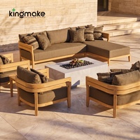 Ensemble de canapés de jardin en teck de luxe moderne sur mesure, 6 pièces, résistant à l'eau, pour balcon