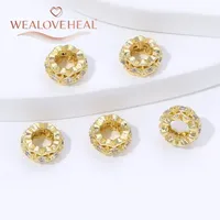 Perles d'espacement en laiton plaqué or 14K avec zircon et rétention de couleur longue durée pour la fabrication de bijoux et bracelets DIY