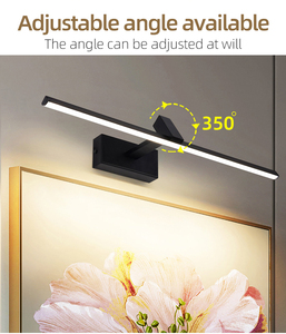 Applique murale LED moderne minimaliste en aluminium noir, lumière blanc chaud 3500K, abat-jour rectangulaire, fixation murale pour salon - Product Image 5