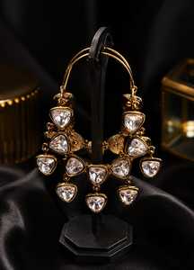 Pendientes de lujo Royal Peacock, conjunto kundan de Jhumky, joyería tradicional nupcial para boda. - Product Image 4
