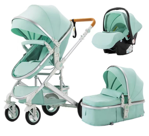 Passeggino Alto Panoramico con <span class=keywords><strong>Seggiolino</strong></span> <span class=keywords><strong>Auto</strong></span>, Chiusura con Una Mano, Telaio in Lega di Alluminio, Rivestimento in Tessuto di Lino e Cintura di Sicurezza a 5 Punti - Product Image 1