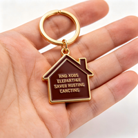 Porte-clés en métal 3D personnalisé en forme de maison, logo personnalisé, souvenir promotionnel, cadeau porte-clés maison