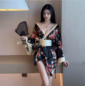 Lingerie Kimono <span class=keywords><strong>Geisha</strong></span> <span class=keywords><strong>Sexy</strong></span>, Robe à Décolleté Profond, Costume de Cosplay, Vêtements de Nuit Intimes, Robe de Nuit Orientale pour Femmes - Product Image 6