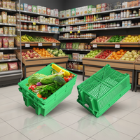 Caisse de rangement empilable en plastique Huidu pour légumes et fruits, panier profond en maille pour fruits, légumes et stockage alimentaire