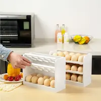 جديد وصول الثلاجة المطبخ للطي 3 الطبقة البيض تخزين الرف حامل مُنظِم المتداول شنقا فرز البيض صندوق تخزين