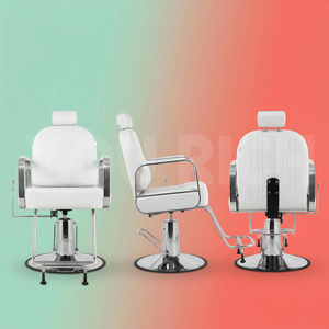 Sillón de Peluquería con Estructura de Acero Inoxidable Cromado, <span class=keywords><strong>Reclinable</strong></span>, Hidráulico y Ajustable <span class=keywords><strong>para</strong></span> Salón de Belleza - Product Image 2