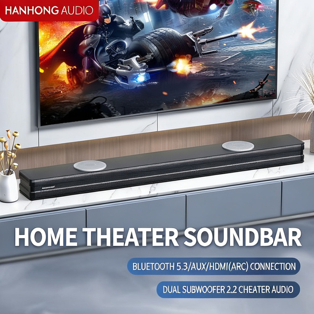 Slim Wall Mountable Wireless USB 6-Speaker TV Speaker Bar All-in-One Home Cinema Audio System Remote Control EQ Modes HD-019P