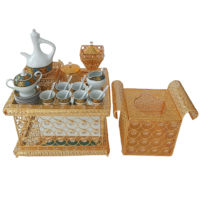 Table basse rectangulaire dorée fantaisie Rekebot pour cérémonie éthiopienne, collection 2026, offre spéciale