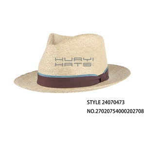Huayi Chất lượng cao cọ rơm ngắn vành Fedora mũ rơm cho bãi biển và bên - Product Image 2