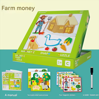 Vielseitige Cartoon-Holzpuzzles für Kinder, Magnetisches Puzzle-Zeichenbrett, Reisespielzeug