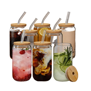 Nuevas Tazas de Cerveza en Forma de Lata Resistentes al Calor/Frío con Tapas de Bambú y Cepillos para Limpiar, Juego de 8, Aptas para Lavavajillas, Diseño Moderno - Product Image 1