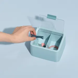 Organisateur de rangement pour salle de bain, 2 fentes, coton-tige, support Qtip, récipient en plastique, boîte distributrice avec couvercle