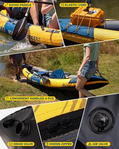 เรือคายัคแบบขายส่ง ผ้าอ๊อกซ์ฟอร์ดกันน้ำ ขนาด 12'2''*36''*13'' สำหรับ 2 คน พร้อมผ้าคลุมเรือแบบกำหนดเองได้ รุ่น SC14/1 แบบเป่าลม หนาพิเศษ - Product Image 3
