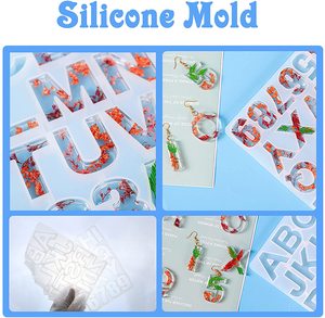 Stampi in Resina Epossidica per Alfabeto, Kit per Creazione Portachiavi, Stampi in Silicone per Lettere e Numeri, Set <span class=keywords><strong>di</strong></span> Strumenti per Colata in Resina Fai-da-Te e Accessori - Product Image 2