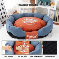 Canapé-lit douillet en denim pour petits chiens et chats, coussin amovible et lavable, base imperméable, nid d'hibou toutes saisons avec imprimé Sweet Dream