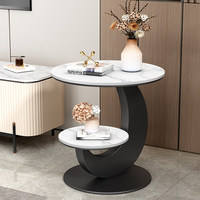 Table d'appoint/de coin double niveau en marbre avec structure en fer, style italien, luxe léger, design moderne et créatif pour salon/salle à manger