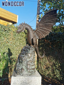 Fontaine de jardin populaire en bronze en forme de <span class=keywords><strong>dragon</strong></span> sur sculpture de roche - Product Image 4