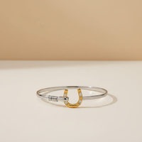 Nouveau Bracelet Manchette Unisexe 2026 en Acier Inoxydable 316L, Breloque Lettre U, Zircons Bicolores, Empilable, Bijou Cool