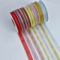 Haute qualité personnalisé or mousseline de soie ruban Satin Organza bordure ruban Polyester tissu arc Logo emballage cadeau vacances décorations rouleau