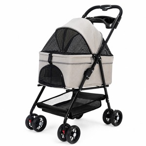 Poussette pliable rose pour animaux de compagnie avec porte-animaux amovible en maille respirante pour petits chiens et chats - Product Image 2